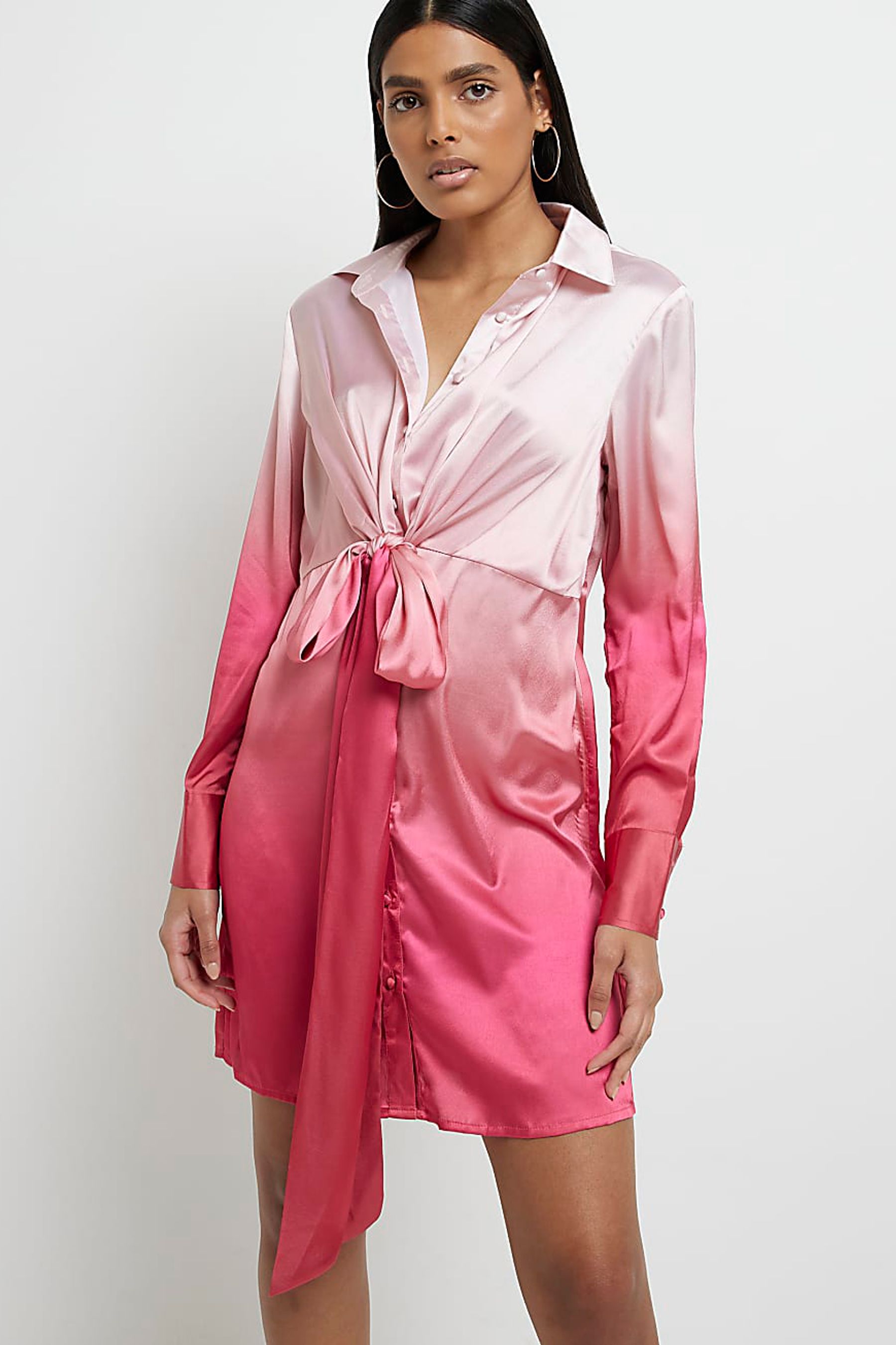 Buy River Island Pink Ombre Shirt Dress from Next Luxembourg