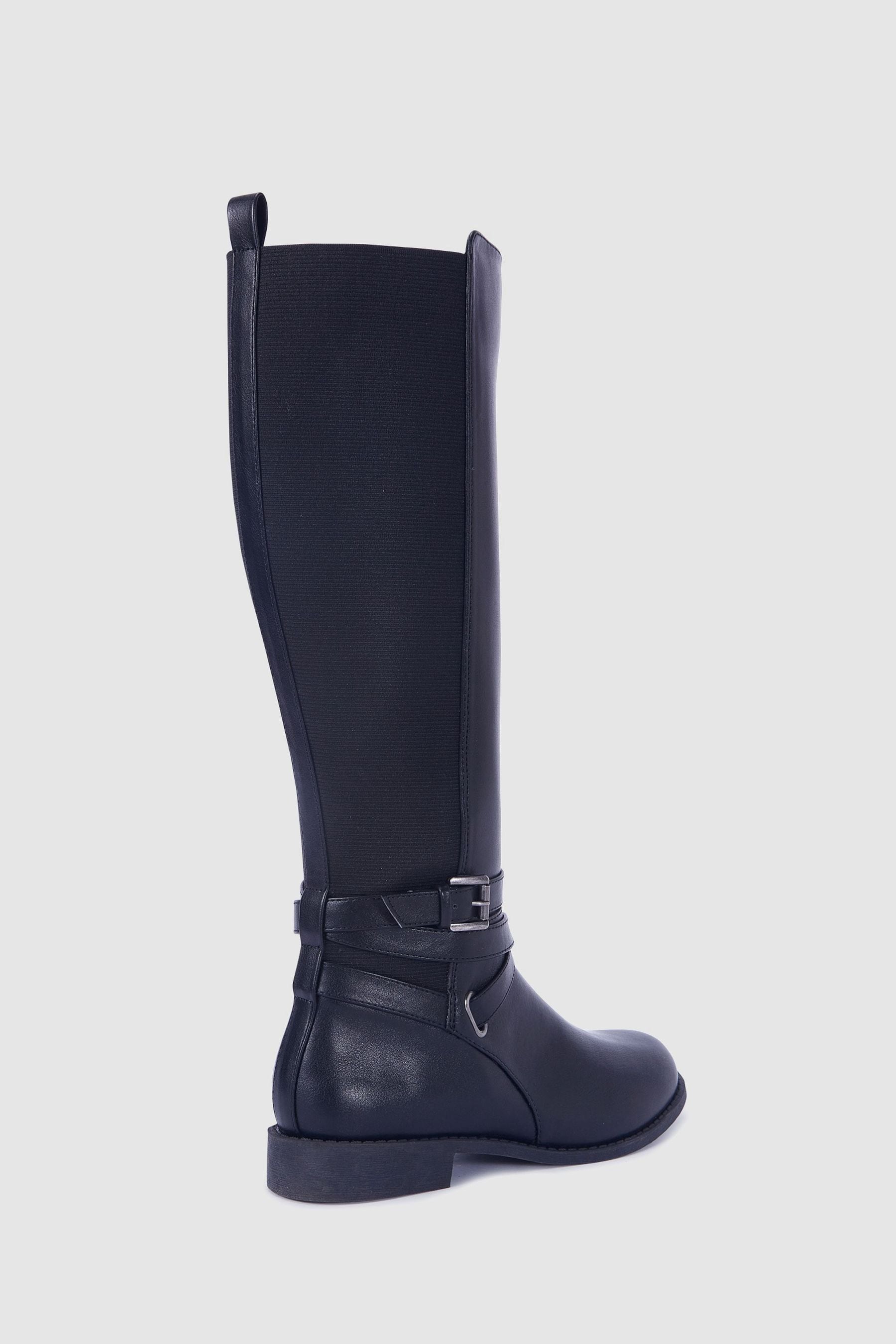 Buy Novo Black Wide Fit Wide Fit Jadine Knee High Buckle Detail Riding Boots from the Next UK online shop