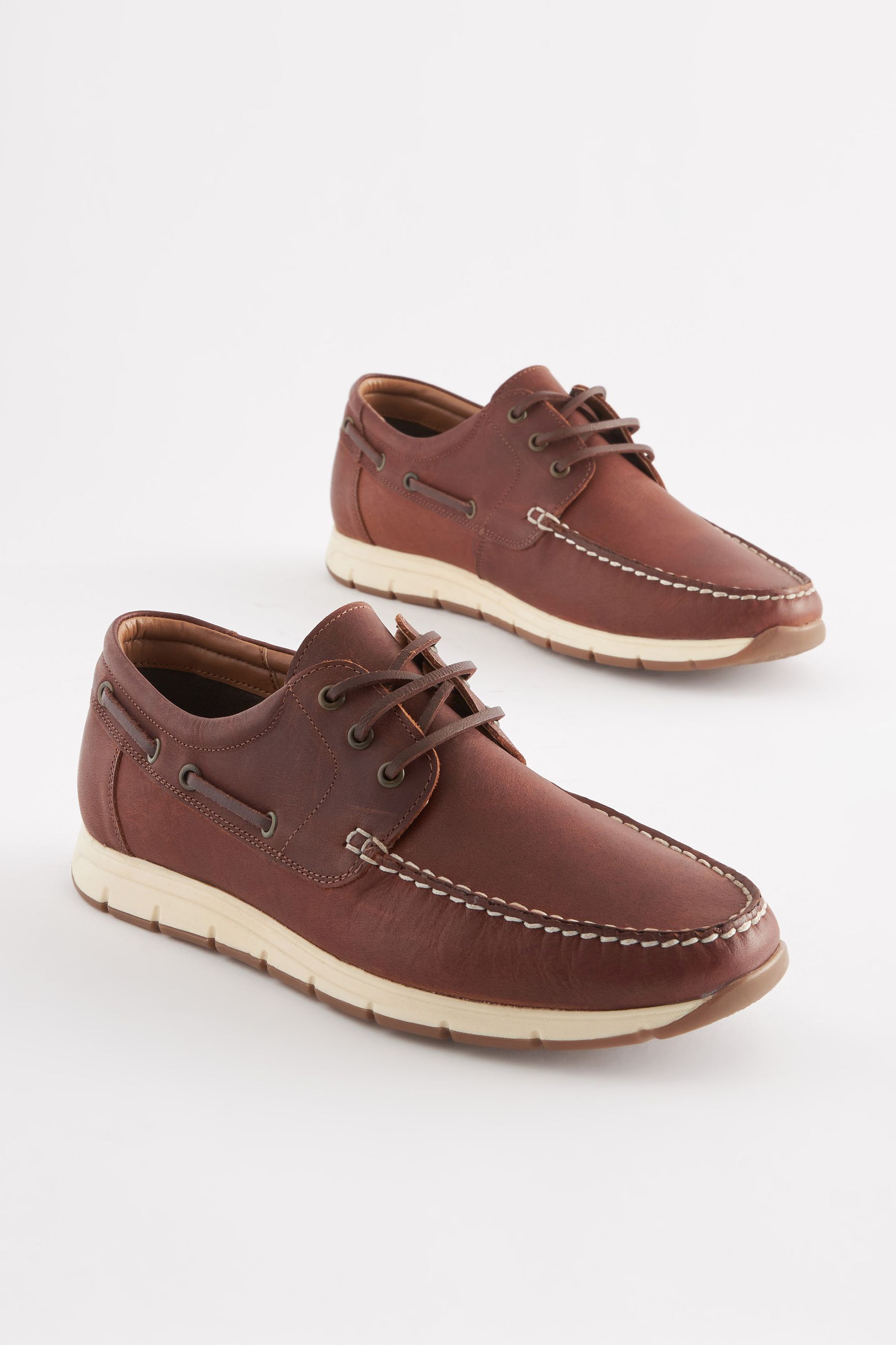 Buy Dark Tan Leather Boat Shoes from Next Poland