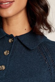 Joules Mia Navy Blue Pointelle Jumper With Collar - Image 4 of 6