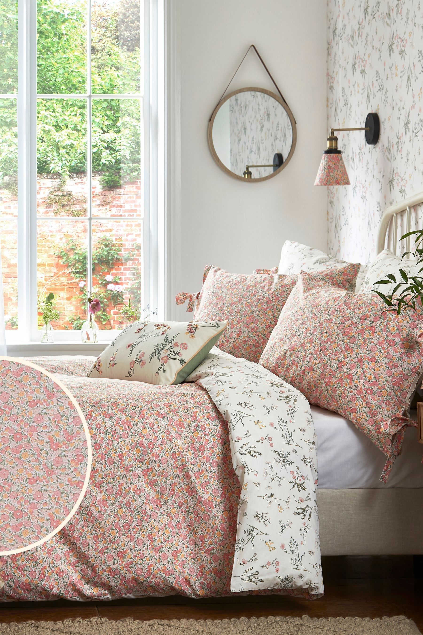 Buy Laura Ashley Coral Pink 200 Thread Count Loveston Duvet Cover and Pillowcase Set from Next Luxembourg