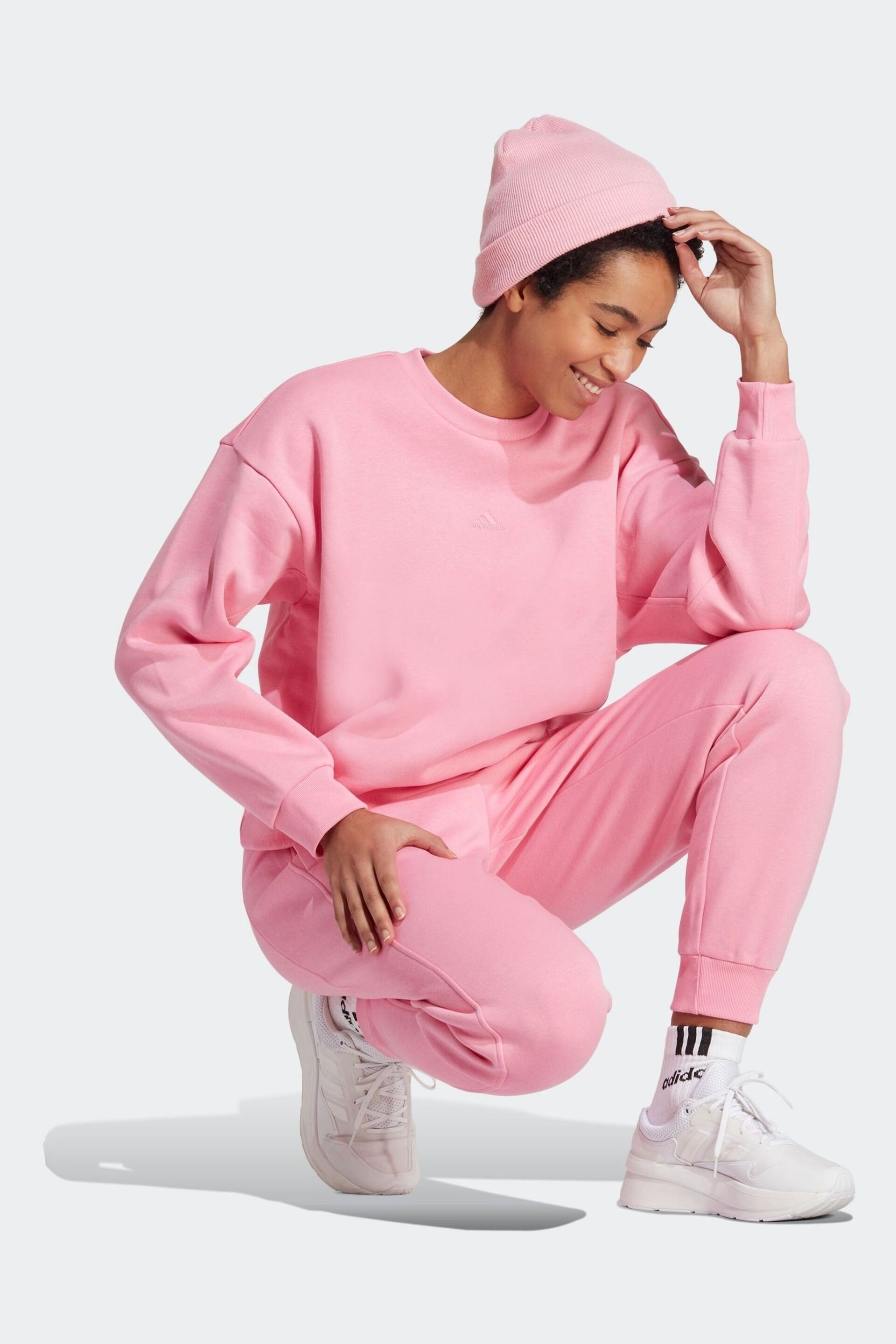 adidas Pink Sportswear All Szn Fleece Sweatshirt - Image 3 of 7