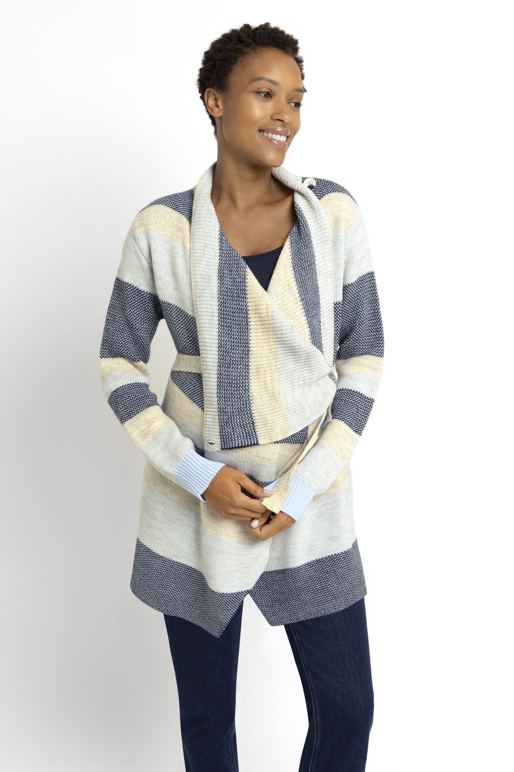 Buy JoJo Maman Bebe Blue Stripe Drape Maternity Nursing Cardigan from the Next UK online shop