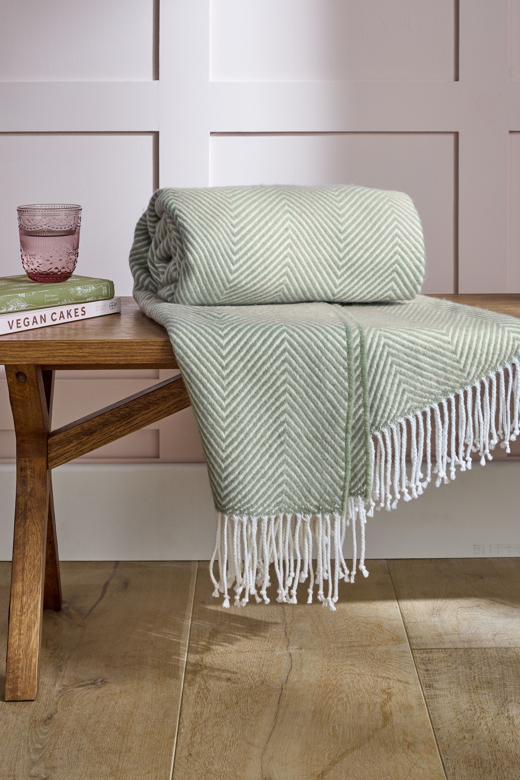 Buy Sage Green Herringbone Cosy Throw from the Next UK online shop