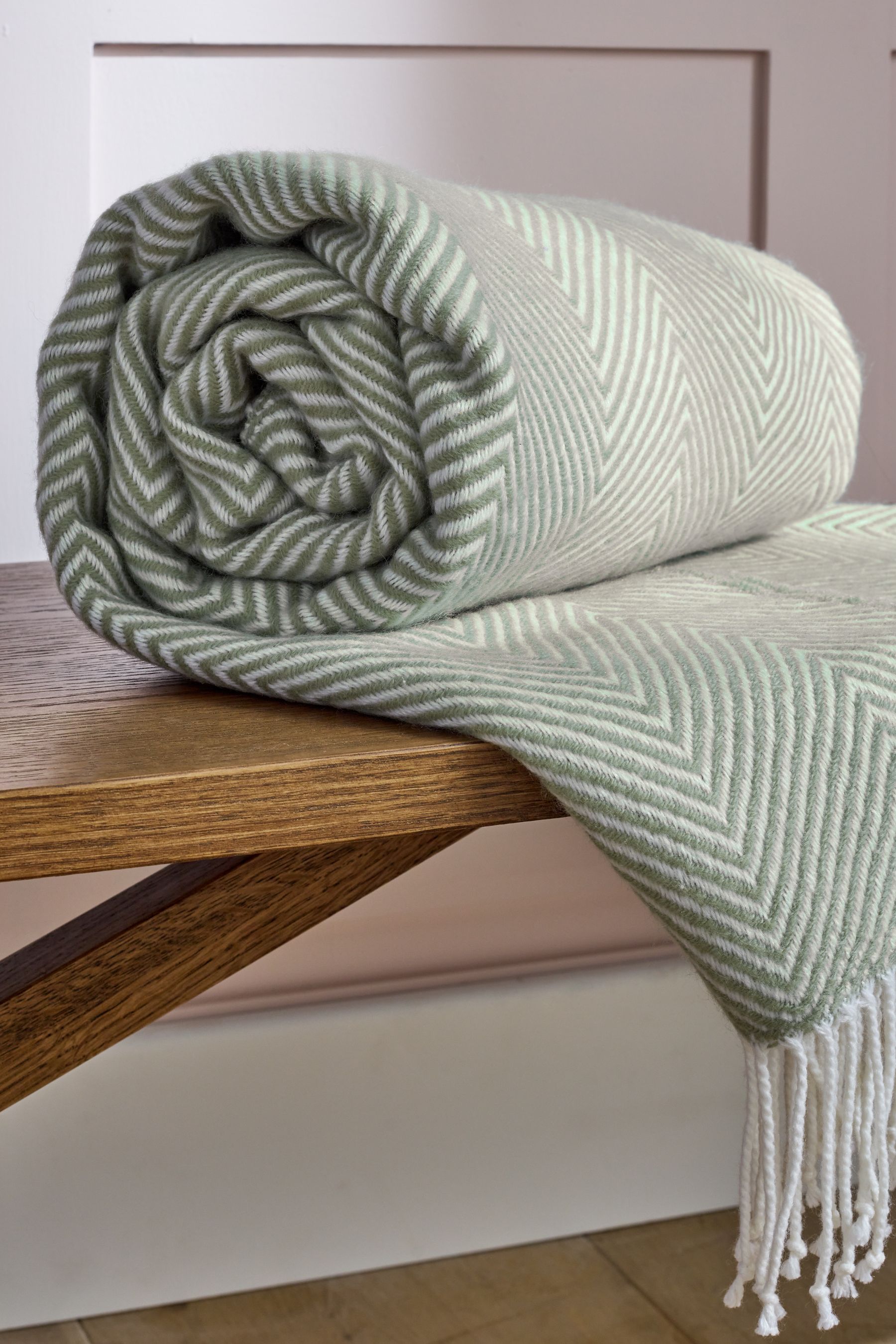 Buy Sage Green Herringbone Cosy Throw from the Next UK online shop