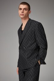 Charcoal Grey EDIT Relaxed Pattern Suit Jacket - Image 2 of 9
