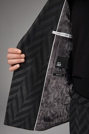 Charcoal Grey EDIT Relaxed Pattern Suit Jacket - Image 5 of 9