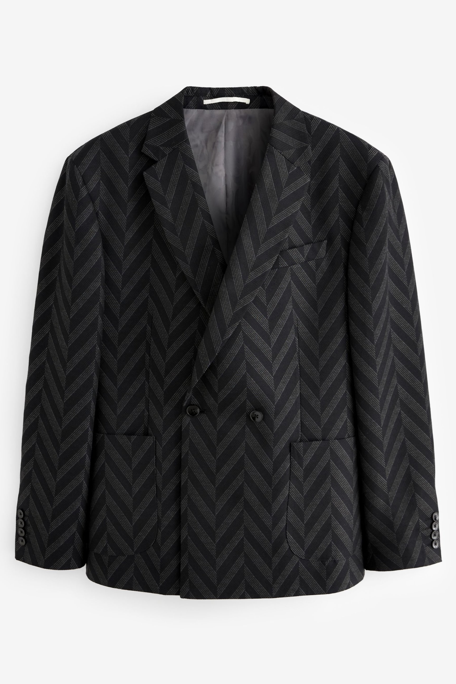Charcoal Grey EDIT Relaxed Pattern Suit Jacket - Image 6 of 9