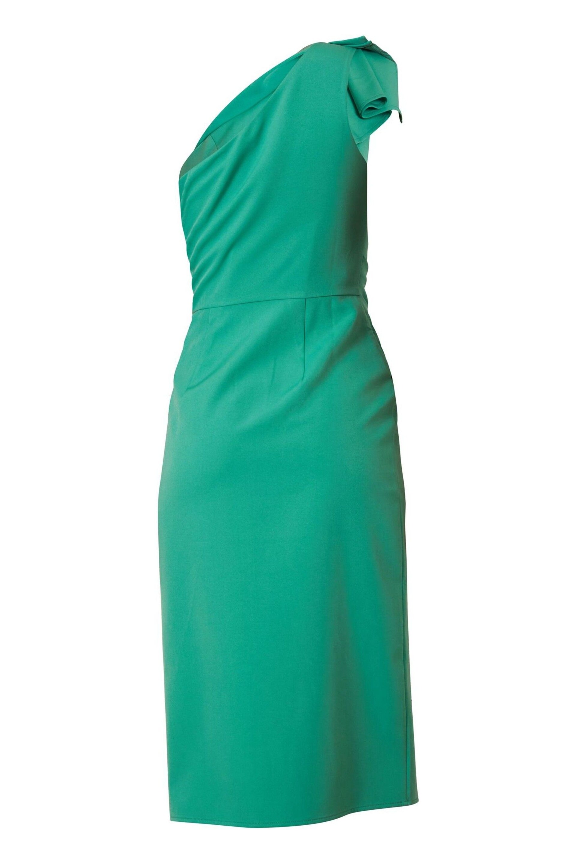 Chi Chi London Green One Shoulder Wrap Detail Midi Dress - Image 6 of 6