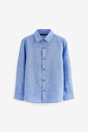 Blue Linen Blend Long Sleeve Shirt (3-16yrs) - Image 1 of 2