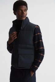 Reiss Navy Westbrook Funnel Neck Puffer Gilet - Image 7 of 7