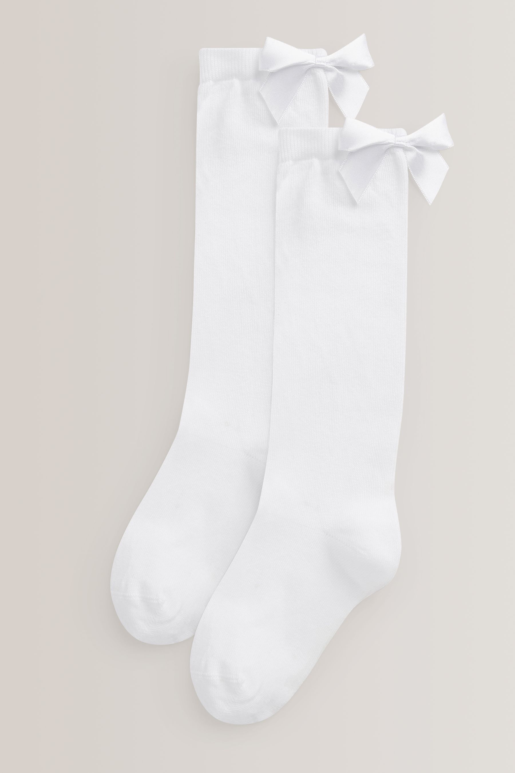 Buy White Cotton Rich Bow Knee High School Socks 2 Pack from the Next UK online shop