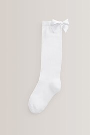 White Cotton Rich Bow Knee High School Socks 2 Pack - Image 2 of 3