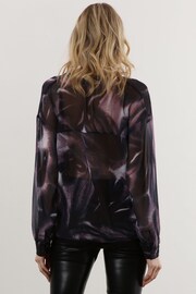 Religion Purple Sheer Ruffle Shirt In Beautiful Prints - Image 2 of 7