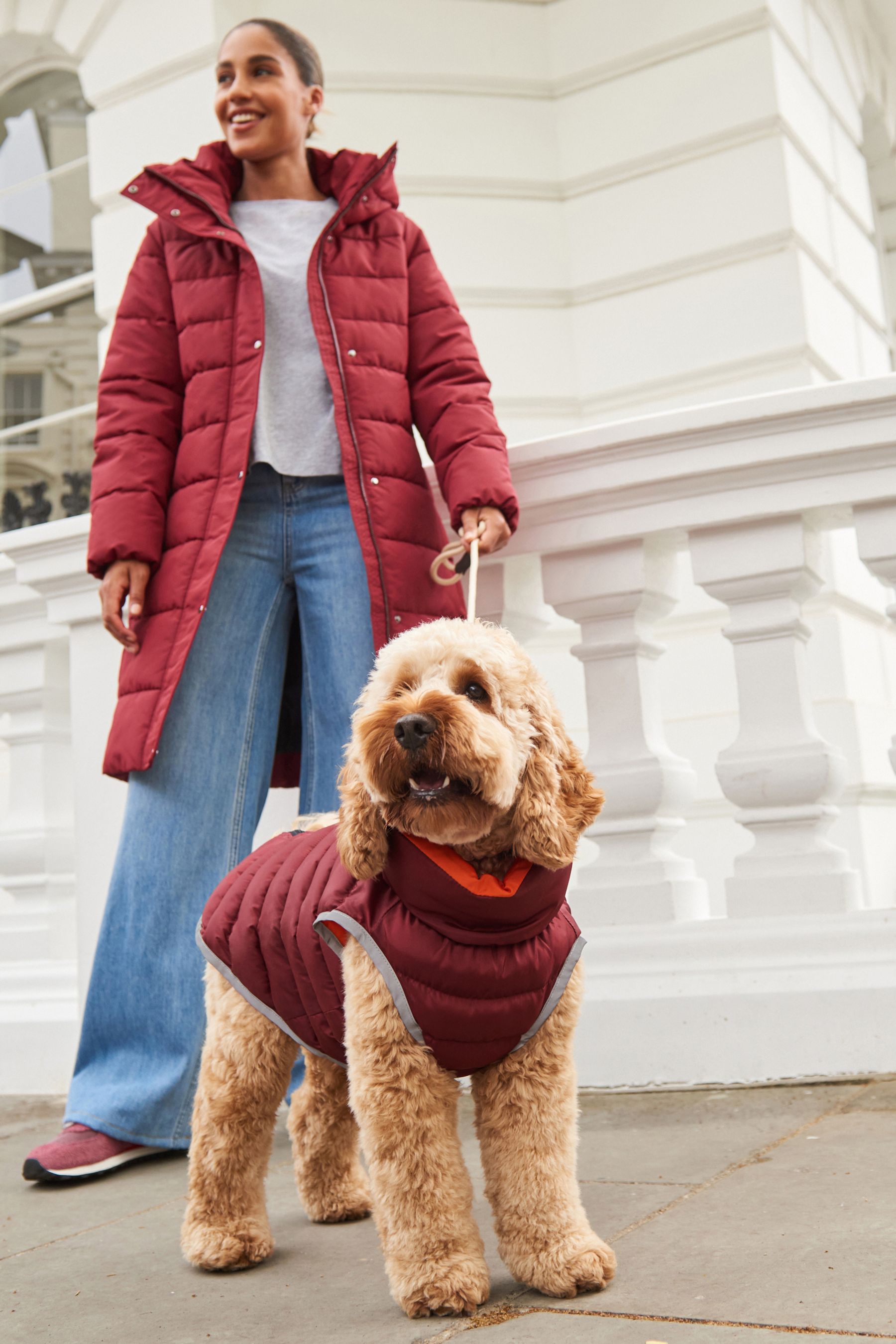 Buy Burgundy Red Orange Packable Reversible Dog Coat from Next Luxembourg