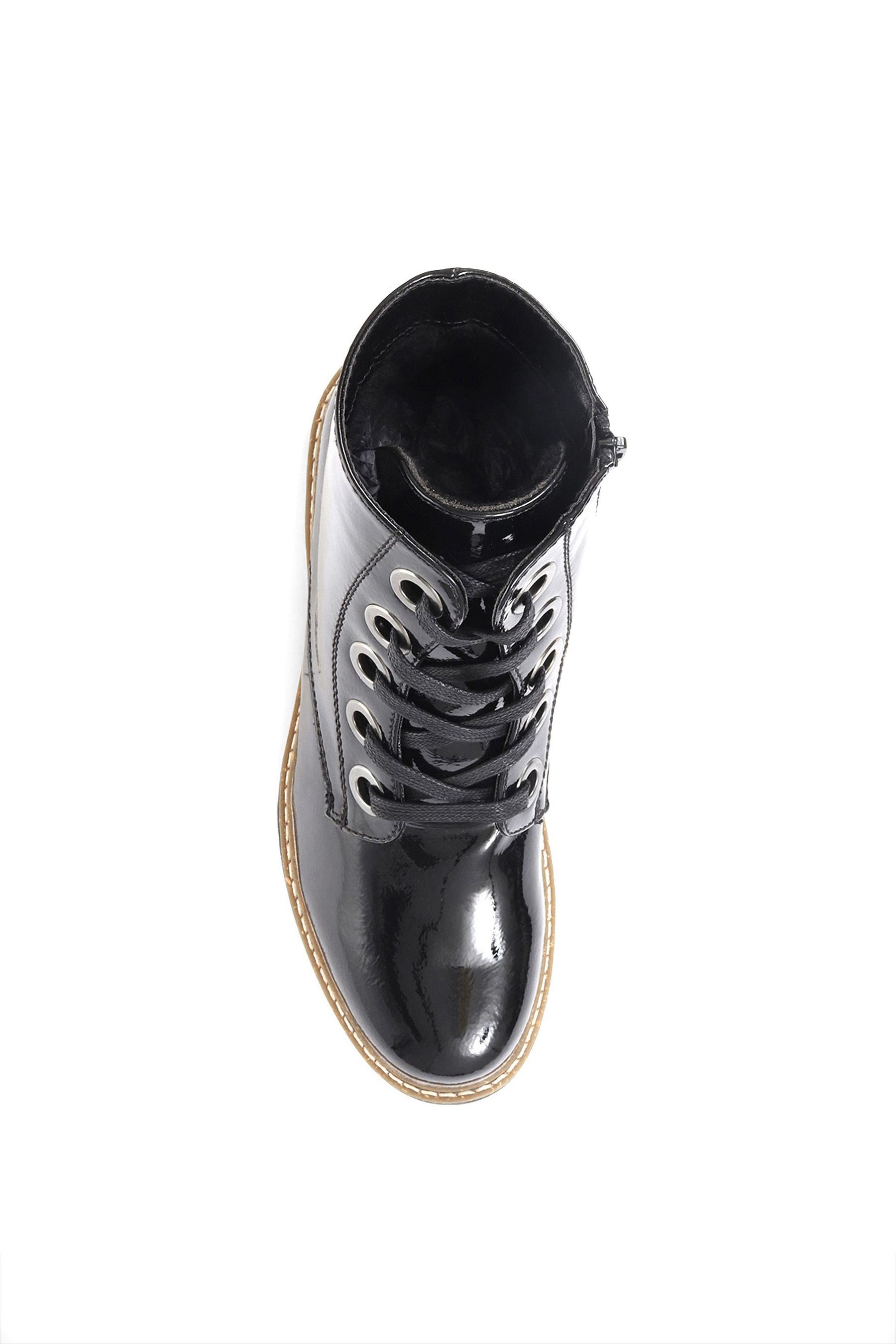 Pavers Metallic Lace Up Ankle Black Boots