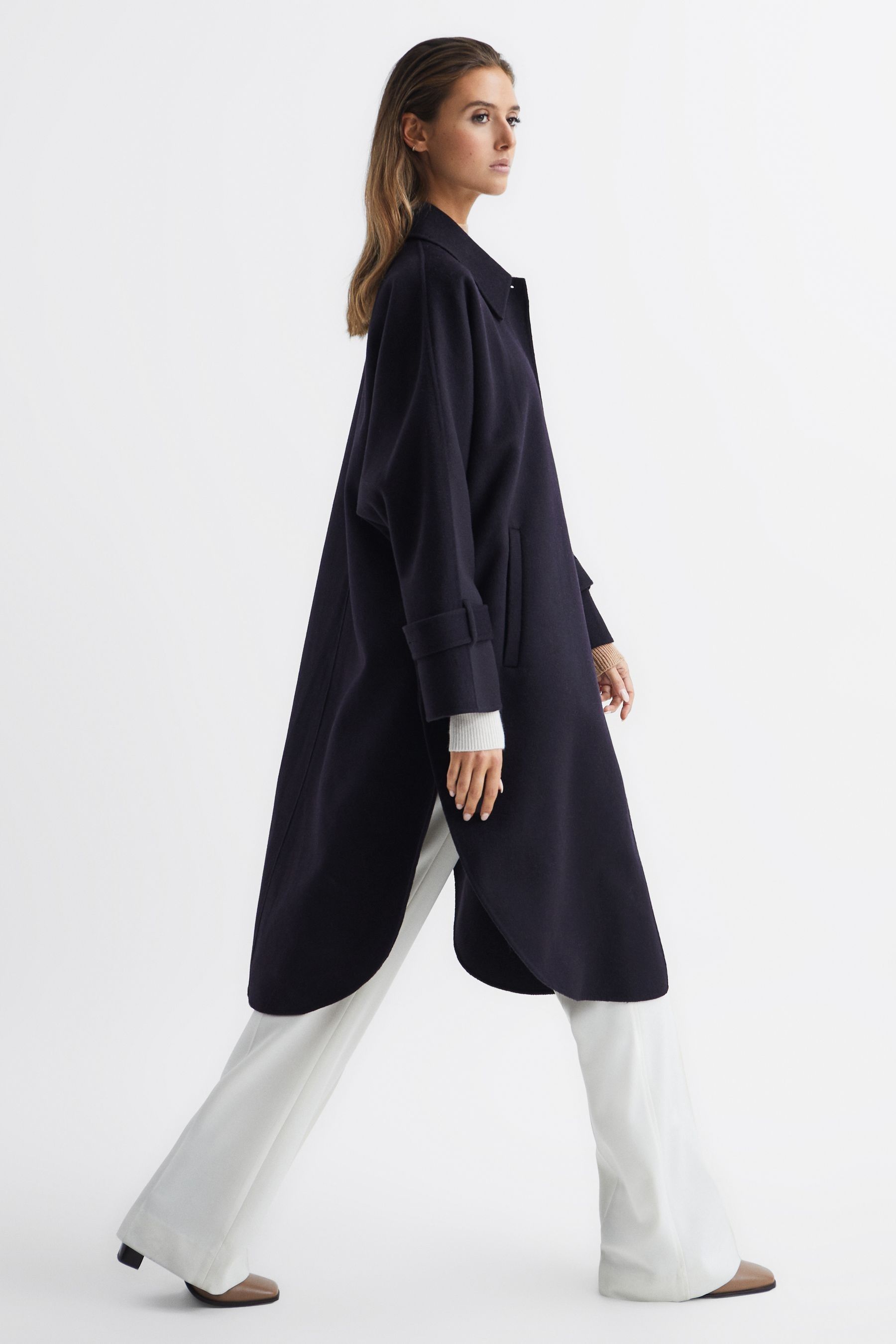 Buy Reiss Navy Carmen Blindseam Cape Coat from Next Sweden
