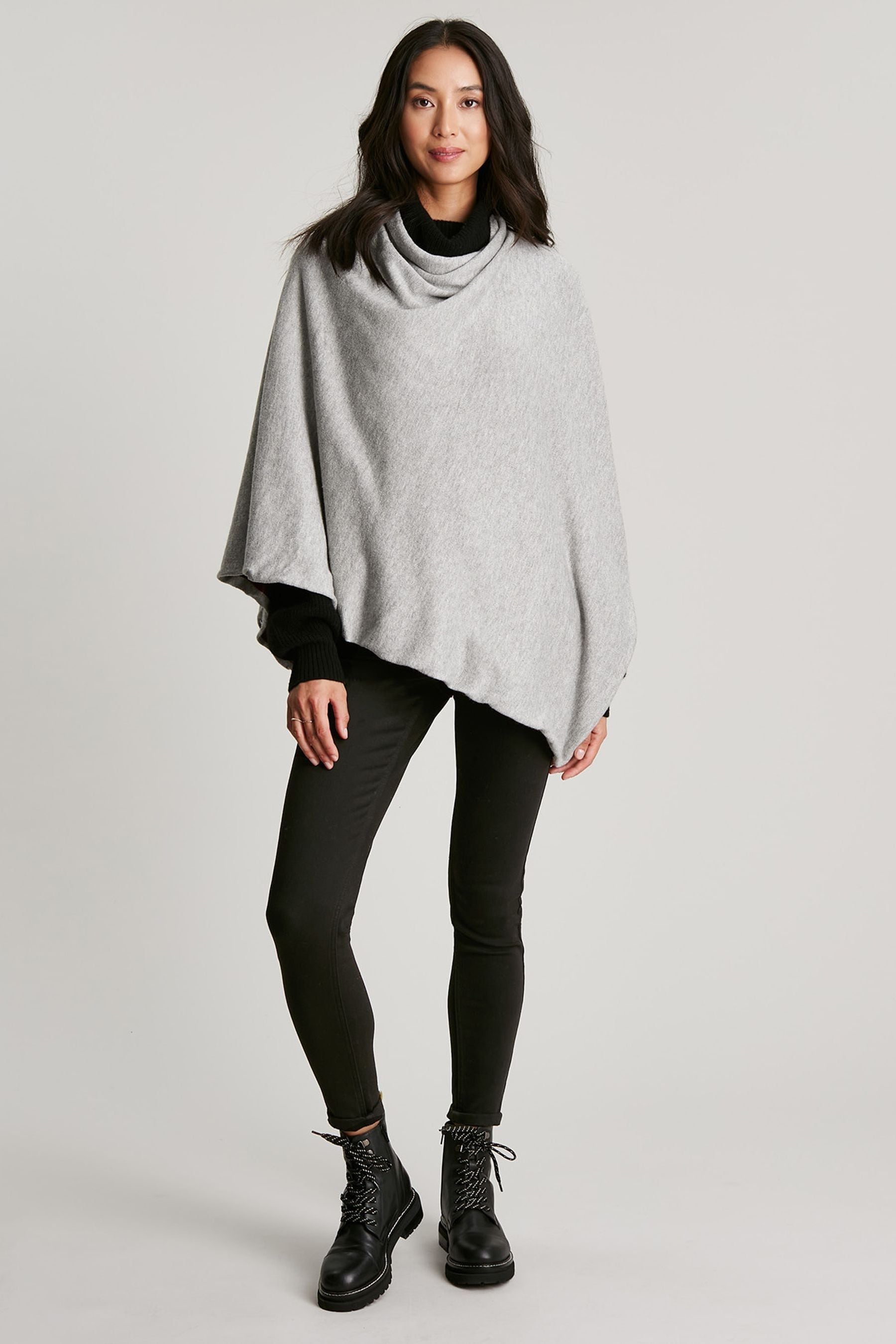 Buy Joules Grey Beatrice Knitted Cape Reversible from Next Luxembourg