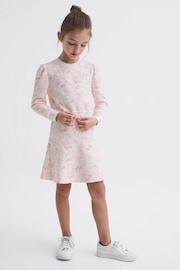 Reiss Pink Print Maeve Junior Relaxed Jersey Dress - Image 1 of 7