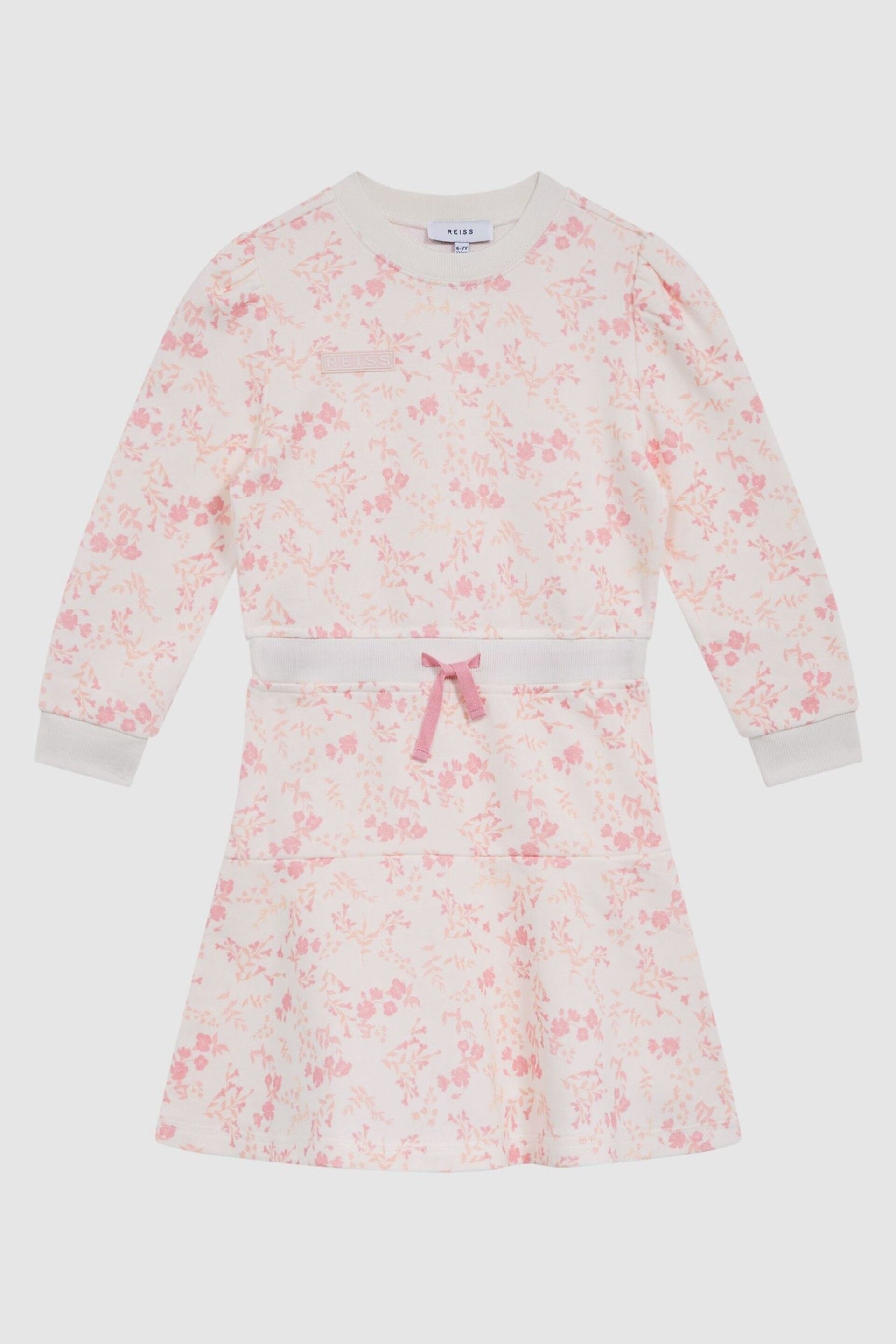 Reiss Pink Print Maeve Junior Relaxed Jersey Dress - Image 2 of 7