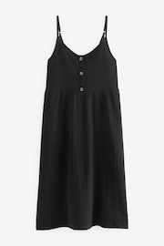 Black Button Down Cotton Cami Summer Dress - Image 3 of 3