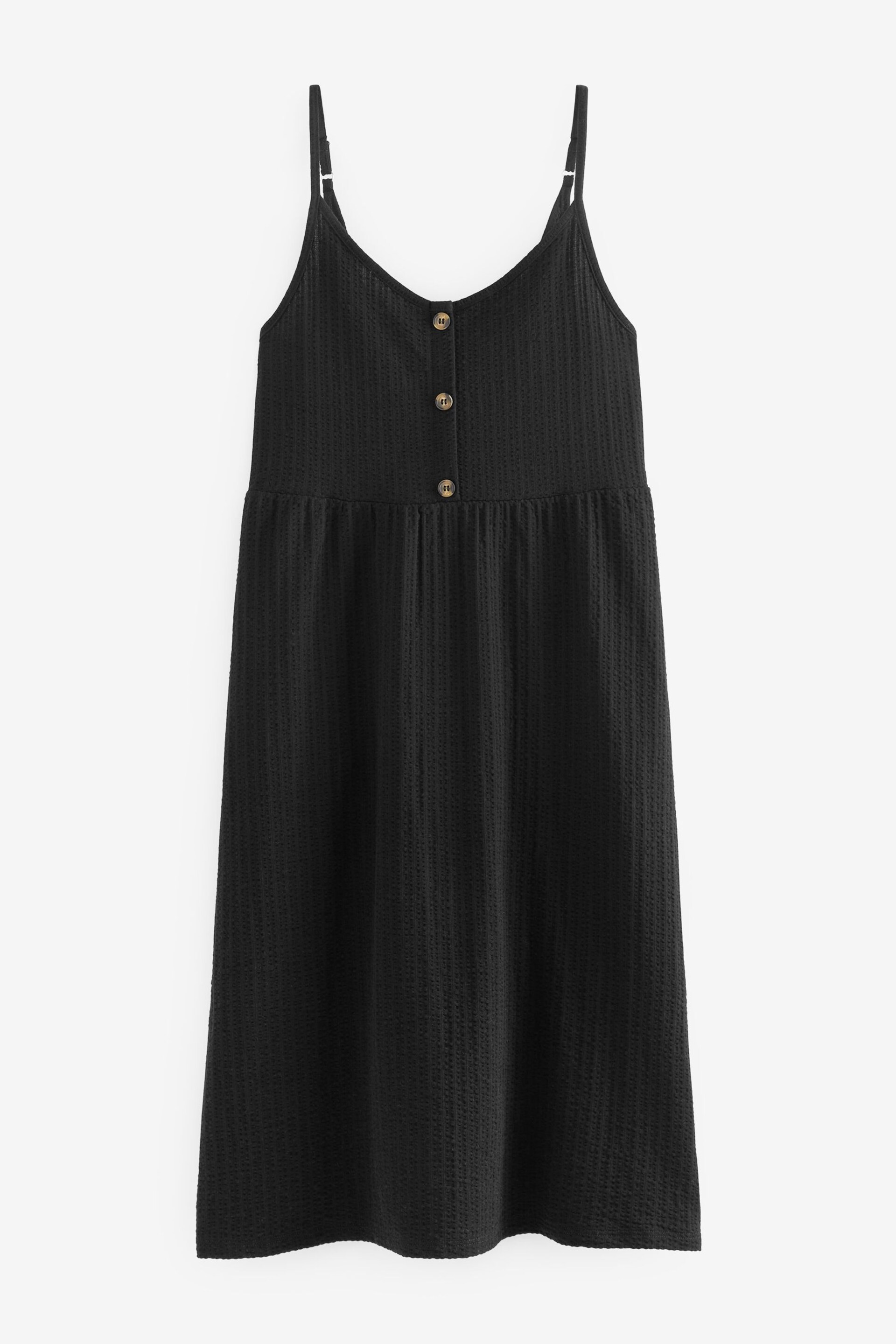 Black Button Down Cotton Cami Summer Dress - Image 3 of 3