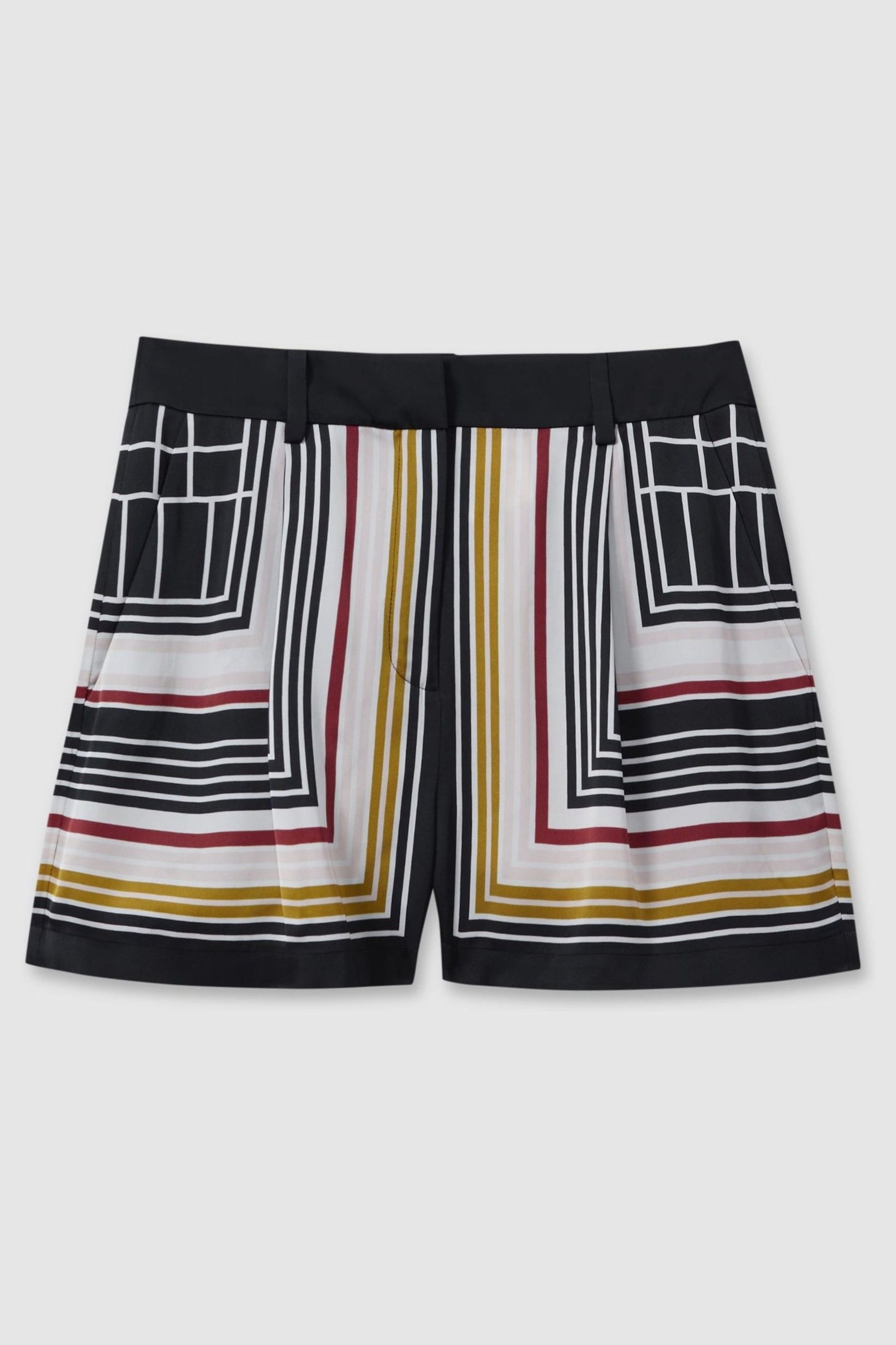 Reiss Navy Print Lilly Satin Striped Shorts - Image 2 of 6