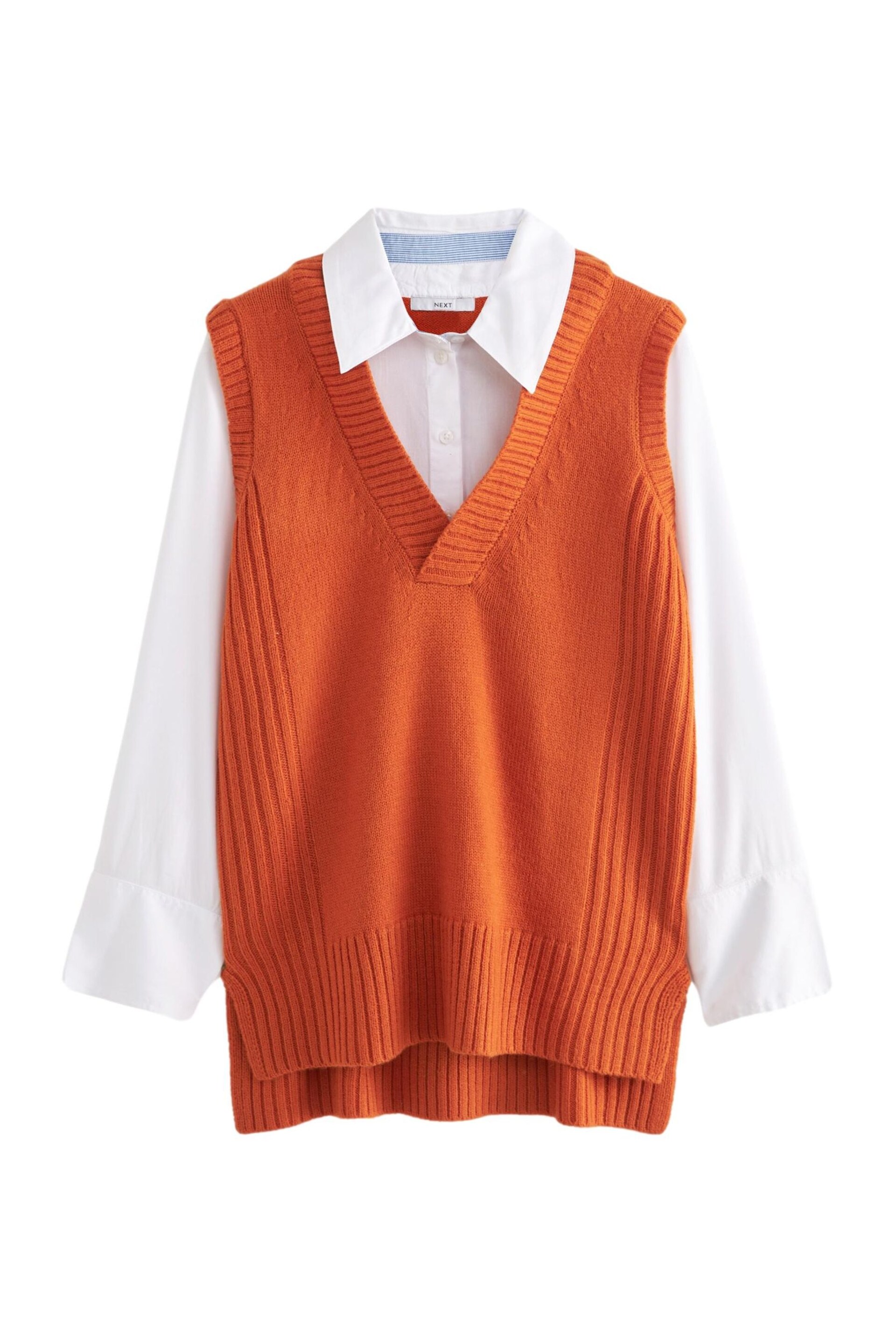 Orange V-Neck Tank Layer Jumper - Image 6 of 7