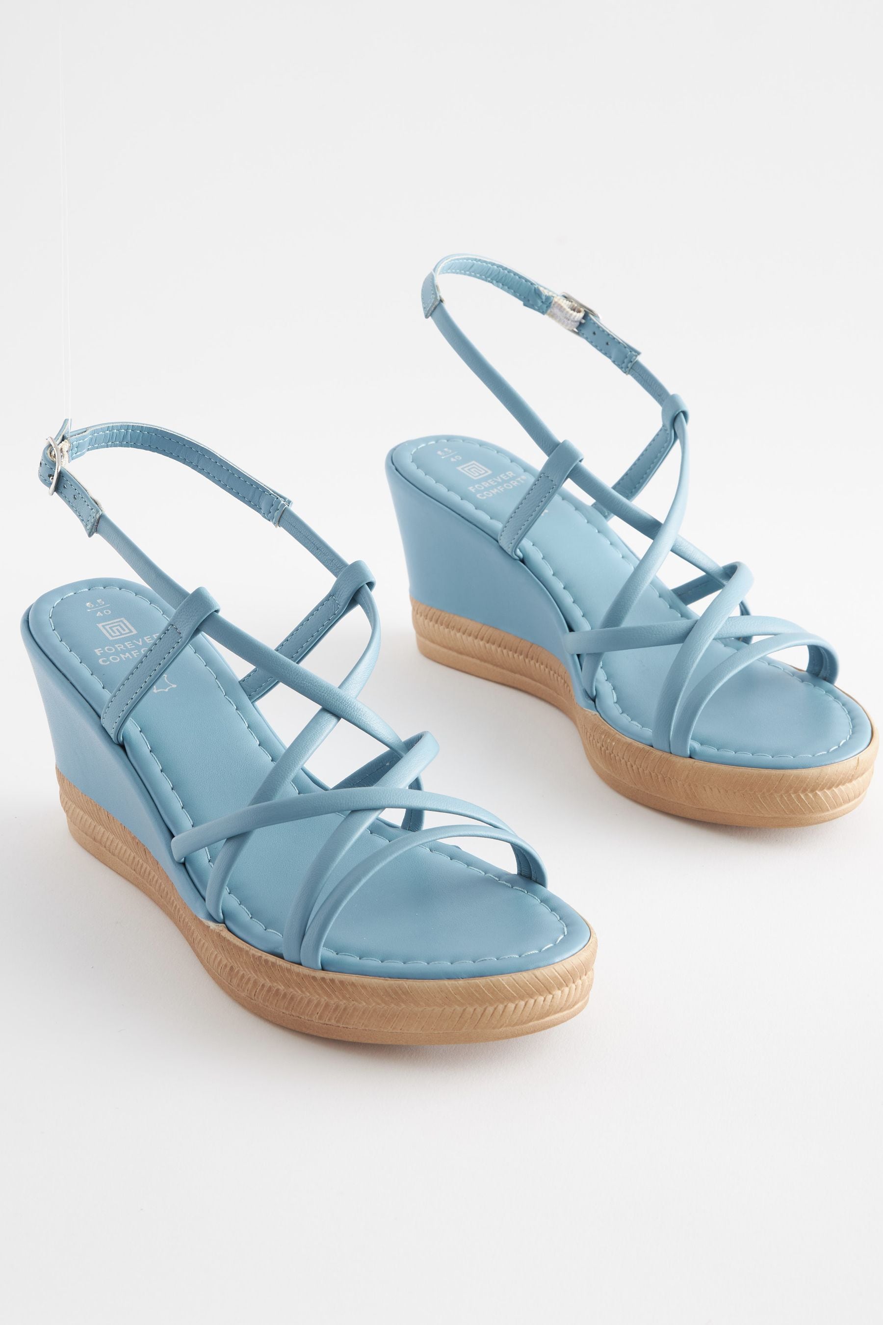 Blue strappy wedges deals