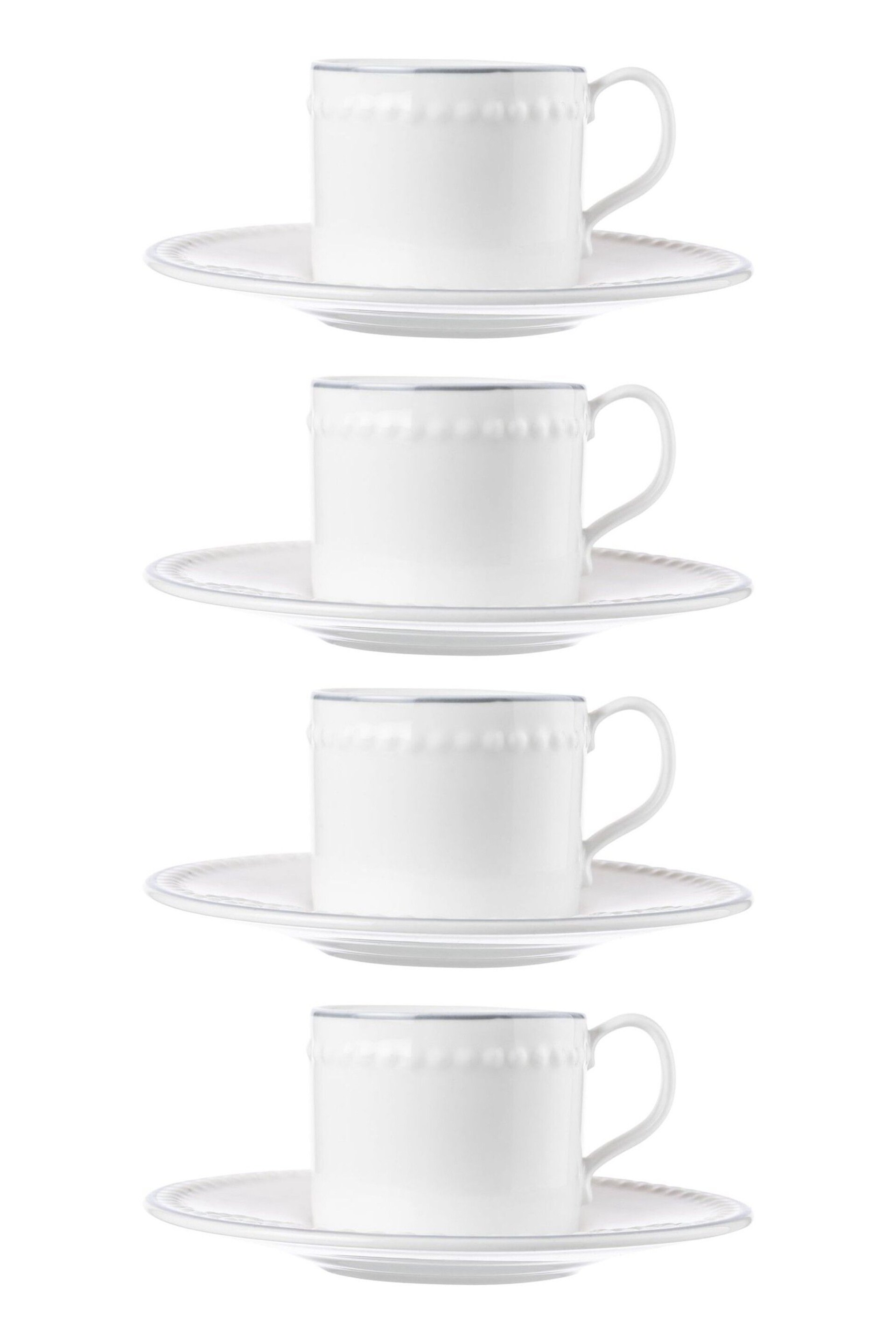 Mary Berry Set of 4 White Signature Espresso Cup & Saucers - Image 2 of 3