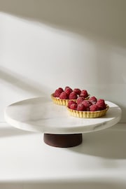 White Marble and Mango Wood Cake Stand - Image 1 of 4