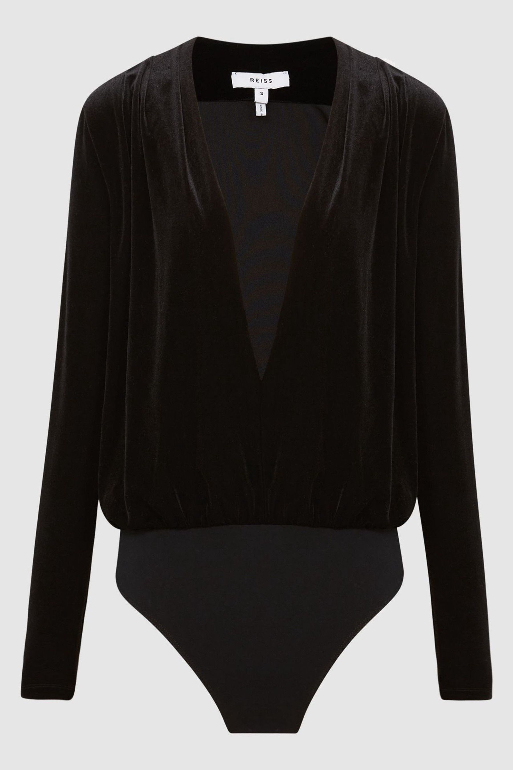 Buy Reiss Black Rosalba Velvet Long Sleeve Plunge Bodysuit from Next Germany