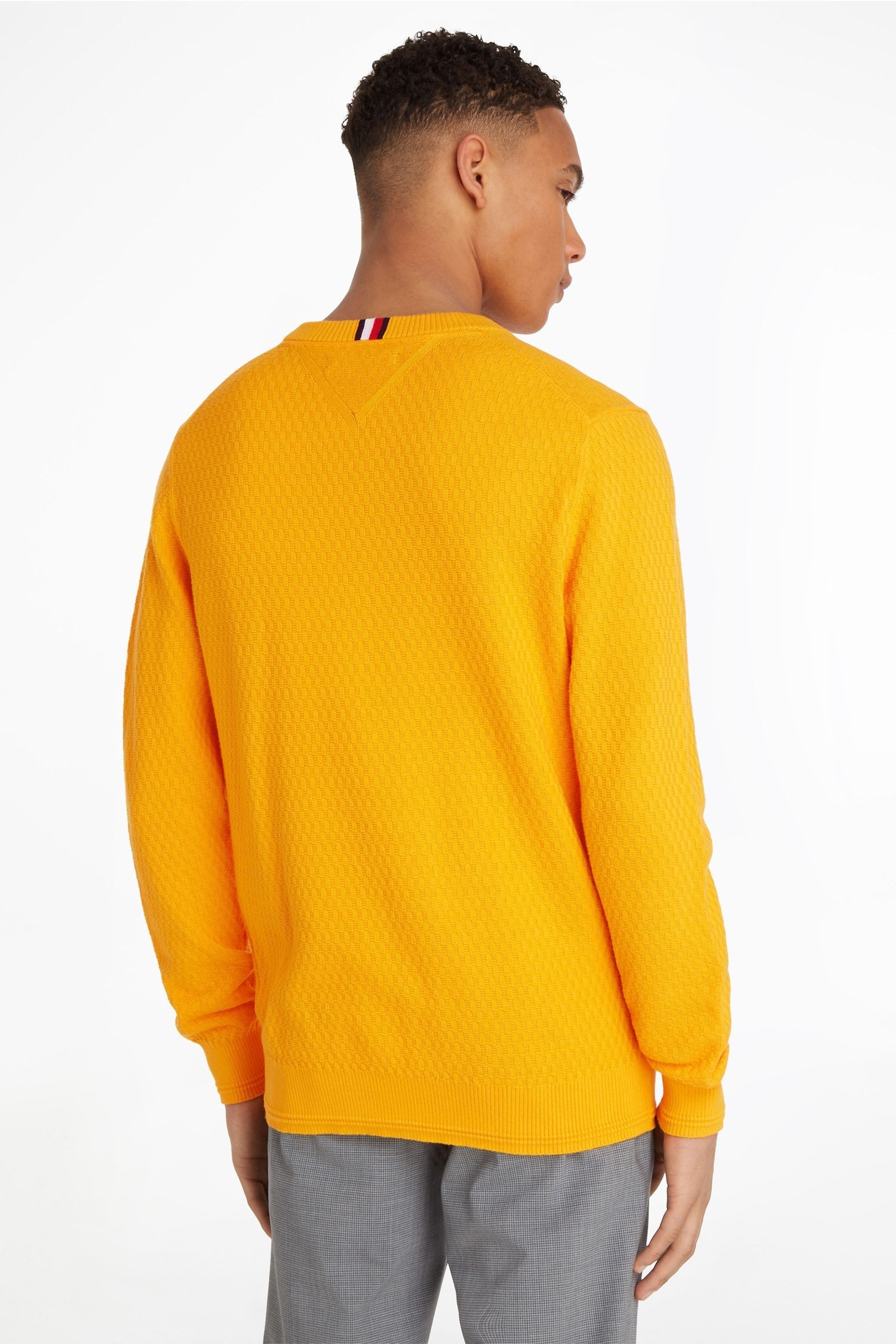 Buy Tommy Hilfiger Yellow Cross Structure Crew Neck Jumper from Next Luxembourg