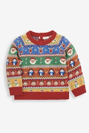 JoJo Maman Bébé Multi Bright Christmas Fair Isle Jumper - Image 5 of 6