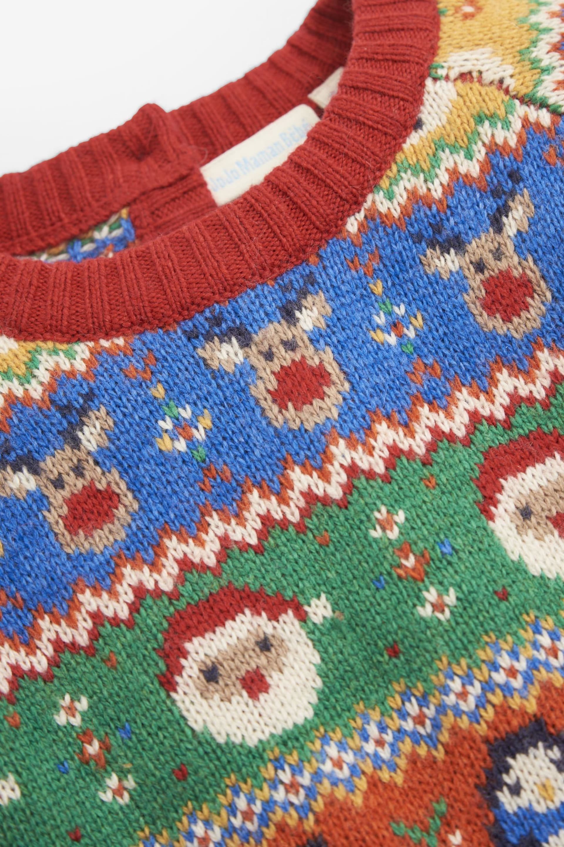 JoJo Maman Bébé Multi Bright Christmas Fair Isle Jumper - Image 6 of 6