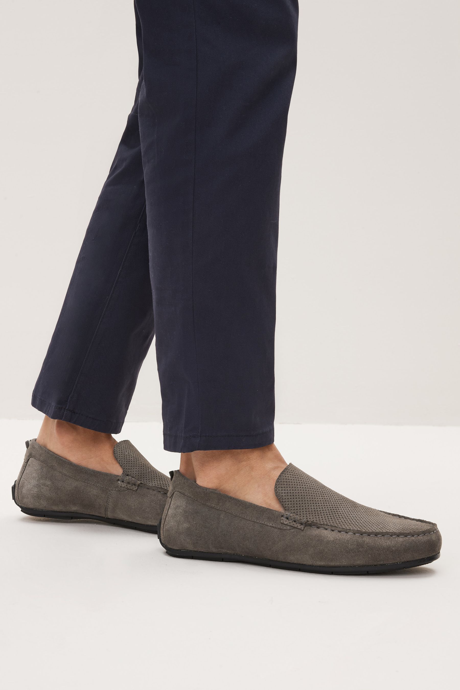Grey suede driving shoes sales