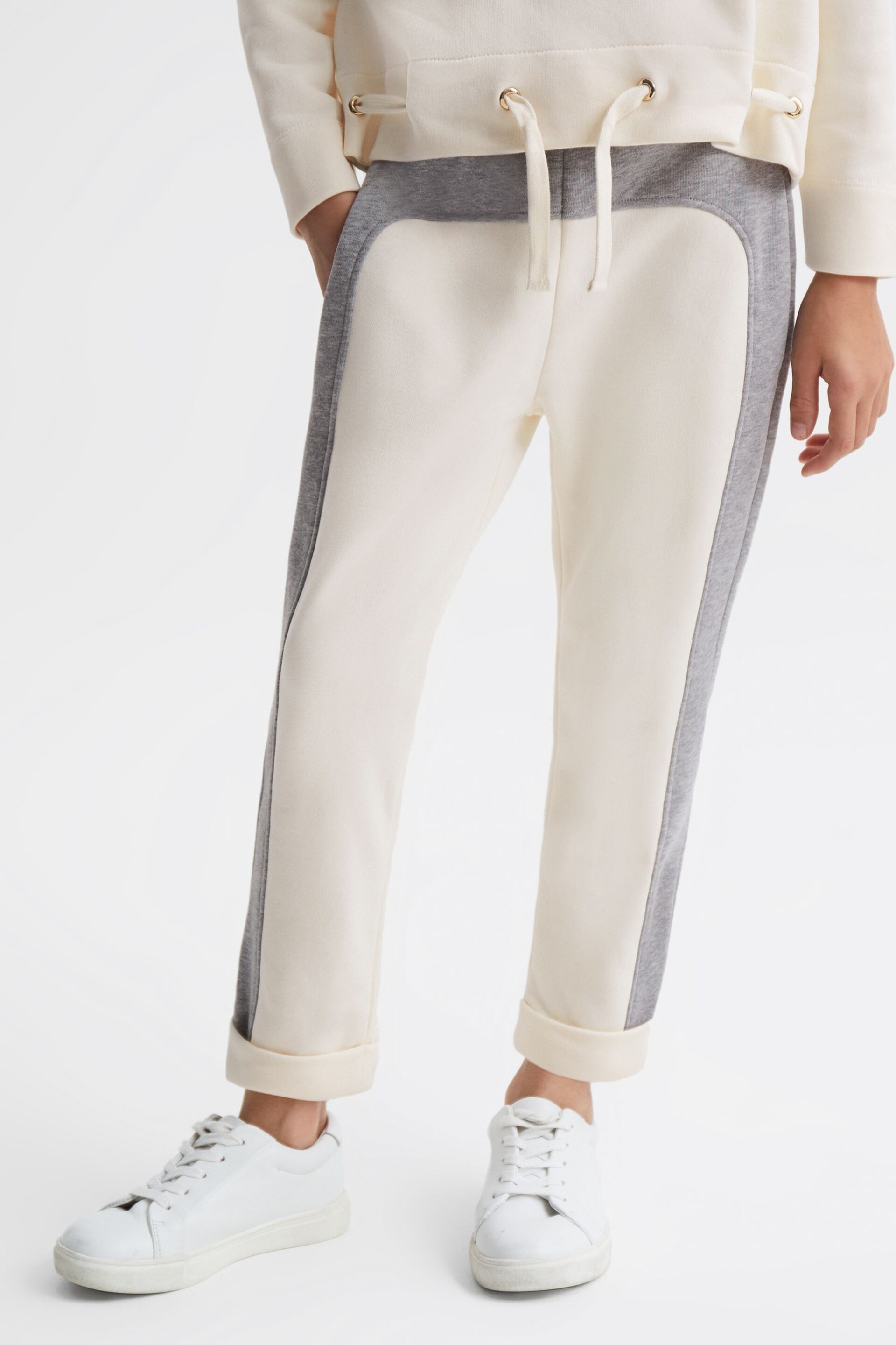 Reiss Pale Pink/Grey Marl Orla Senior Colourblock Joggers - Image 3 of 6