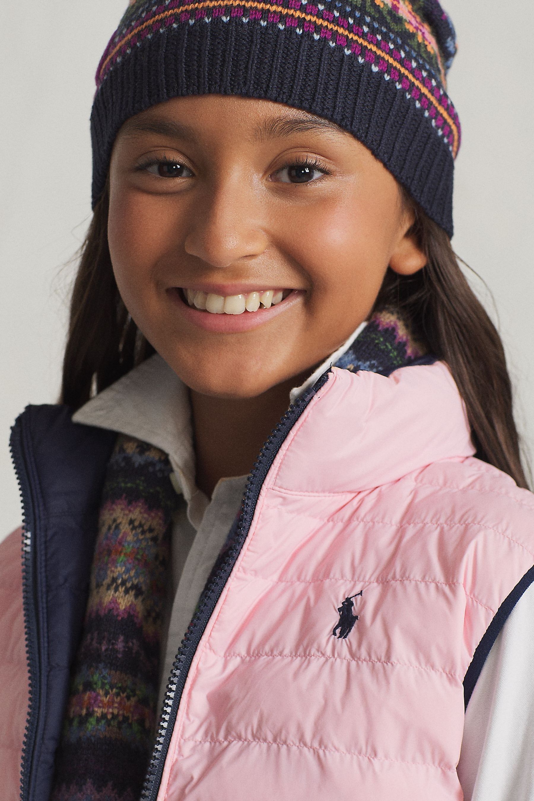 Buy Polo Ralph Lauren Girls Pink Reversible Quilted Logo Gilet from Next Luxembourg