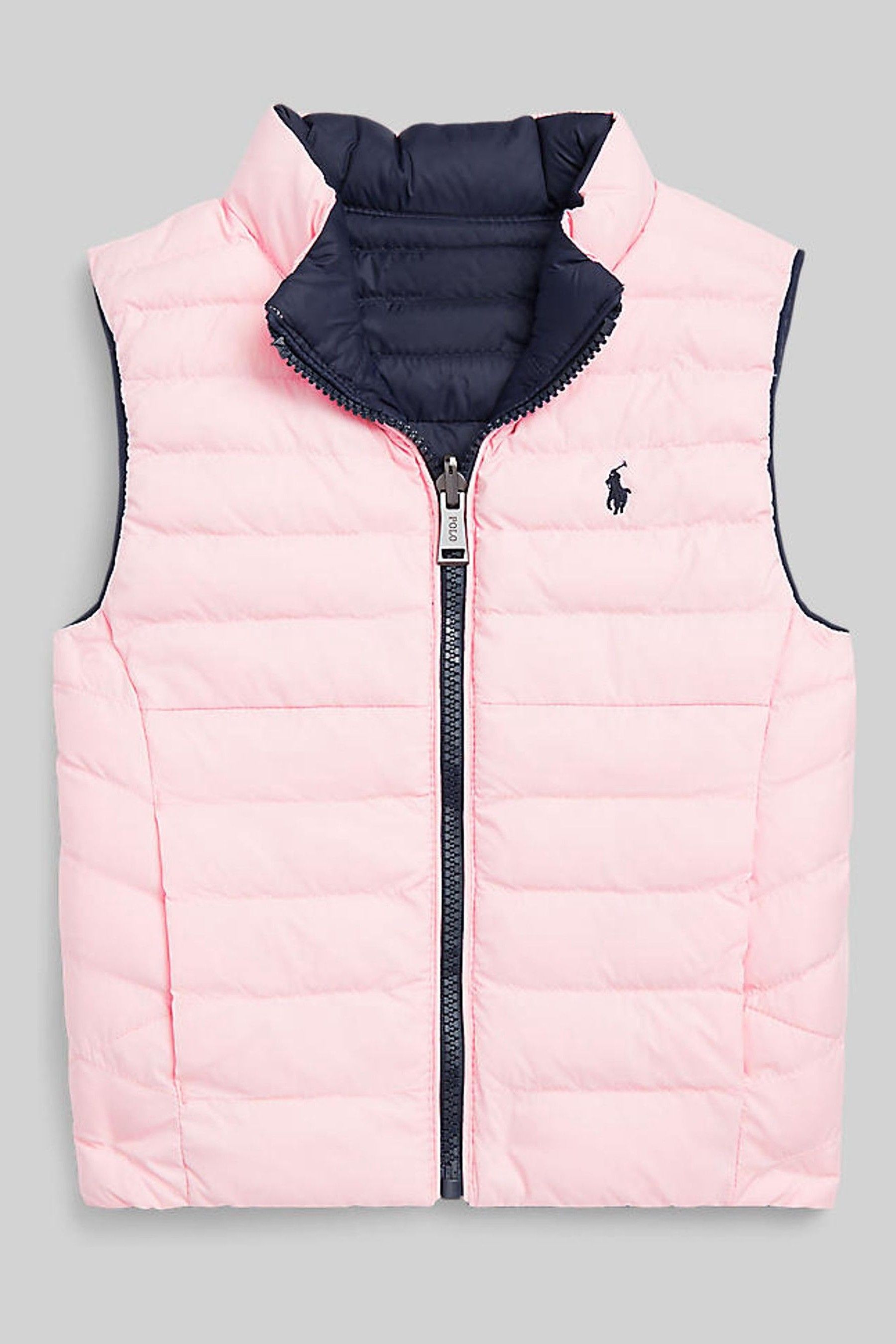 Buy Polo Ralph Lauren Girls Pink Reversible Quilted Logo Gilet from Next Luxembourg