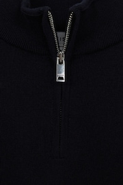 Reiss Navy Blackhall Junior Merino Wool Zip-Neck Jumper - Image 5 of 5