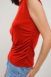 Red Sleeveless High Neck Top - Image 4 of 6