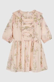 Reiss Pink Amber Junior Chiffon Print Dress - Image 2 of 7