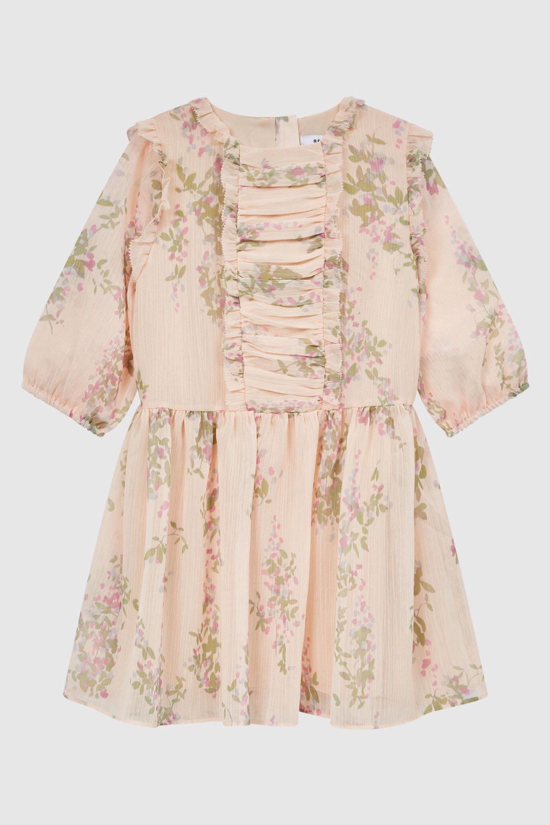 Reiss Pink Amber Junior Chiffon Print Dress - Image 2 of 7