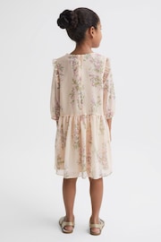 Reiss Pink Amber Junior Chiffon Print Dress - Image 5 of 7