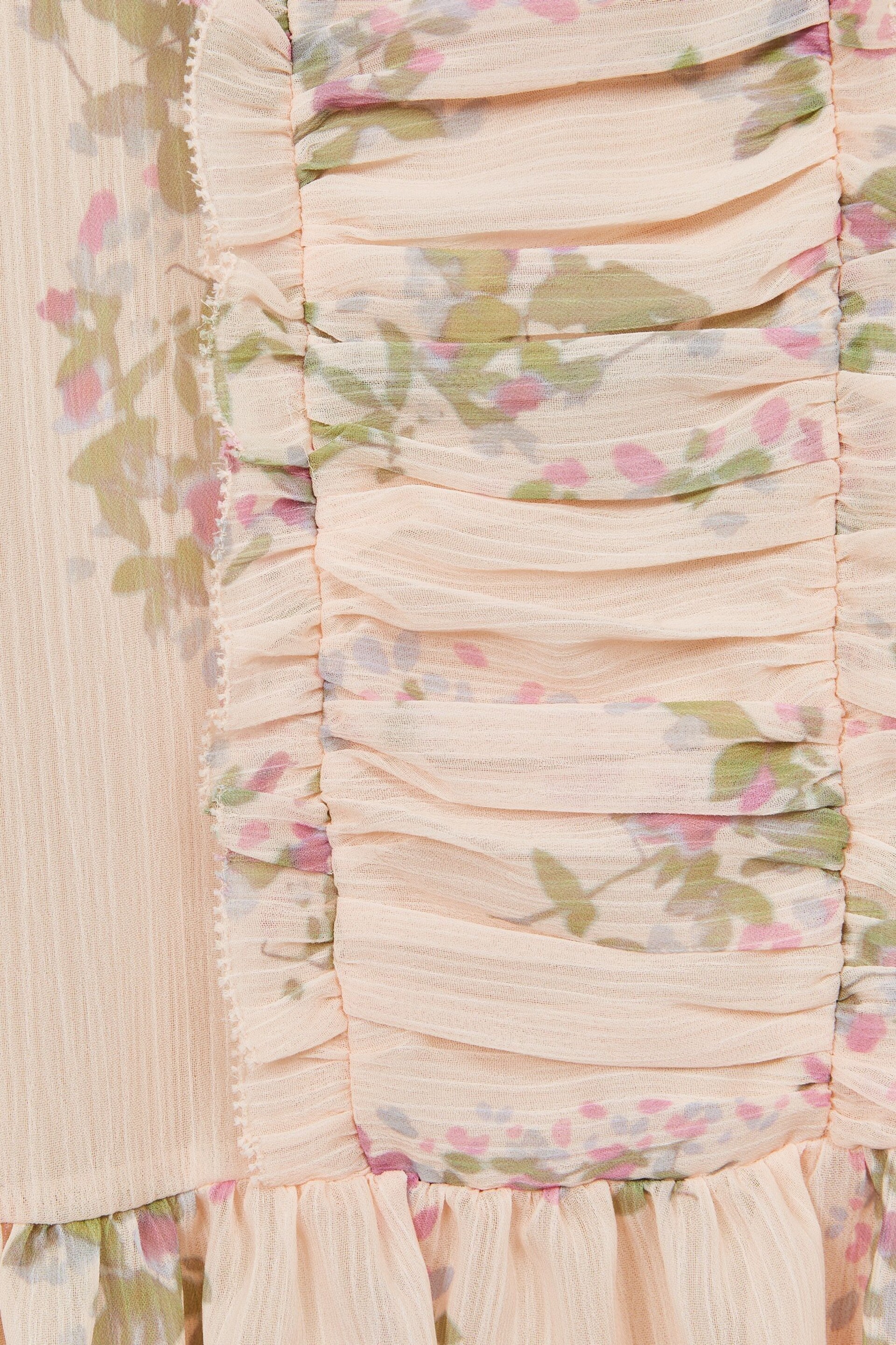 Reiss Pink Amber Junior Chiffon Print Dress - Image 7 of 7