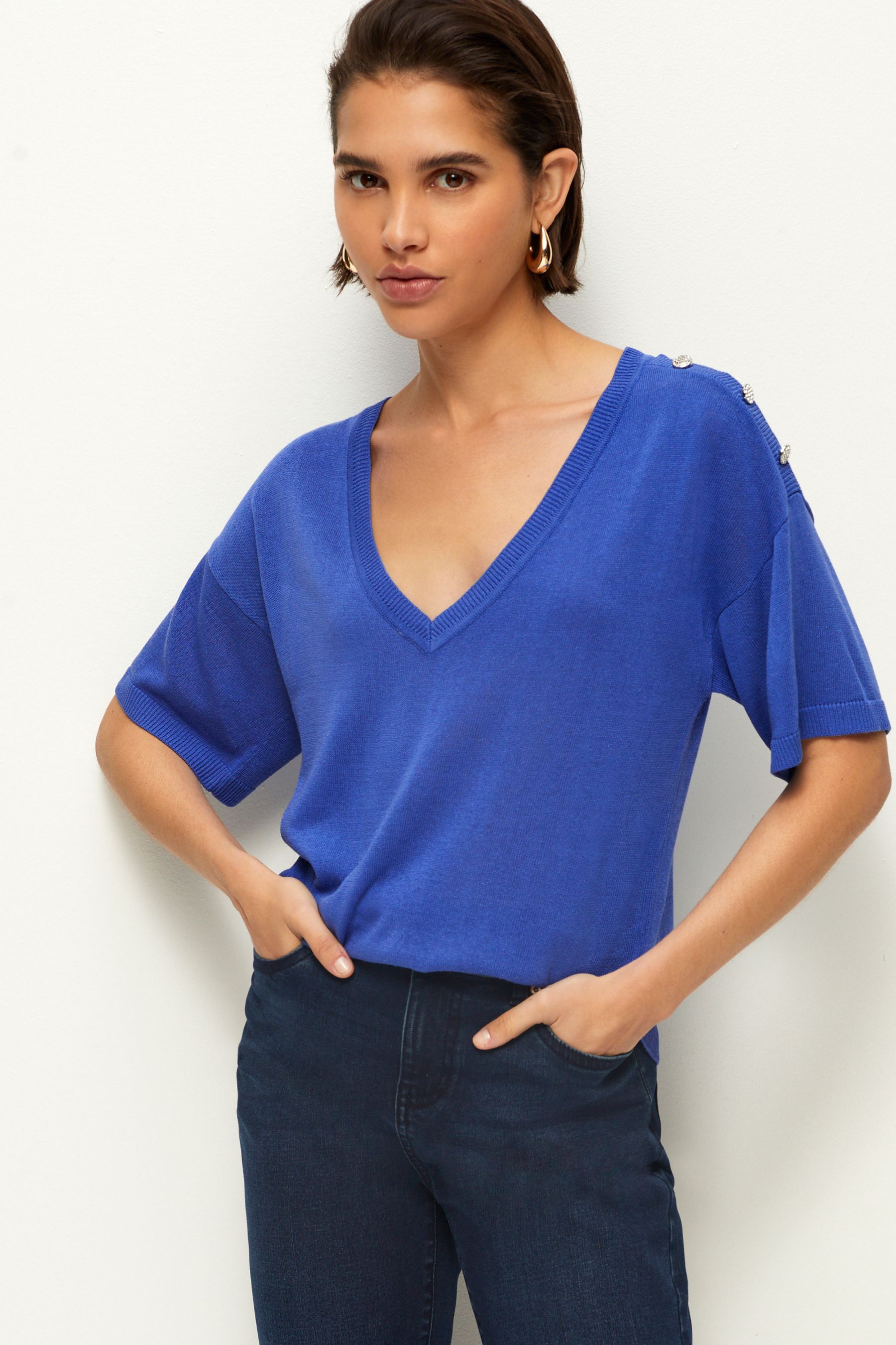 Button neck t shirt store