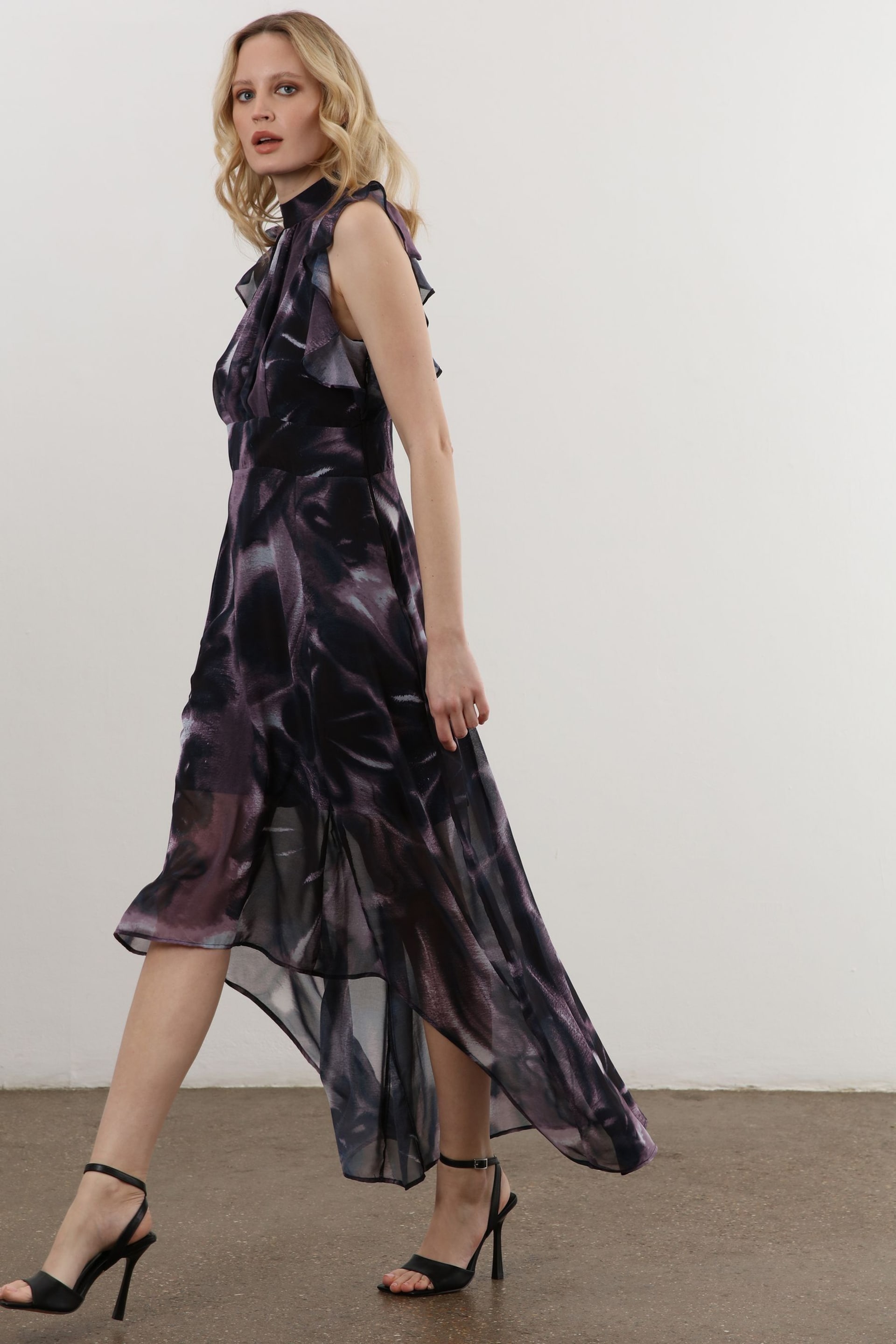 Religion Purple High Low Eclipse Maxi Dress with Ruffle Sleeve - Image 6 of 7