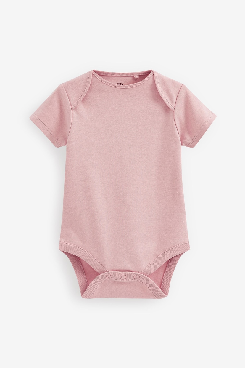 Pink 5 Pack Short Sleeve Baby Bodysuits - Image 6 of 11