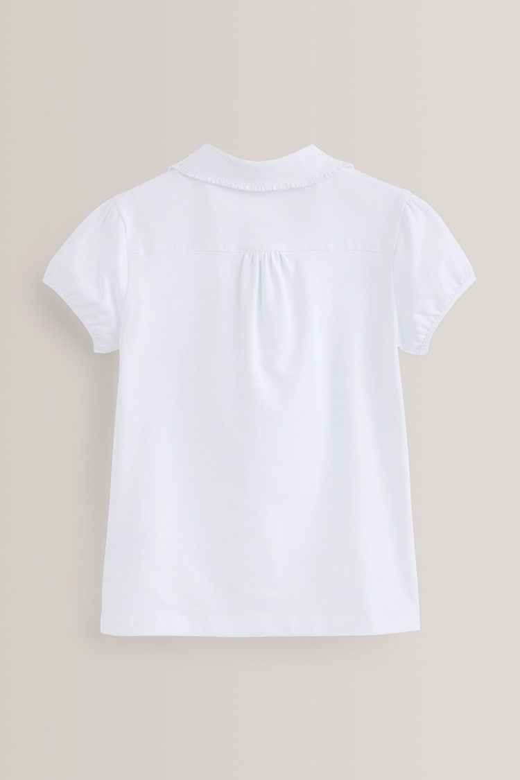White Cotton Stretch Pretty Collar School Jersey Top (3-14yrs) - Image 5 of 5