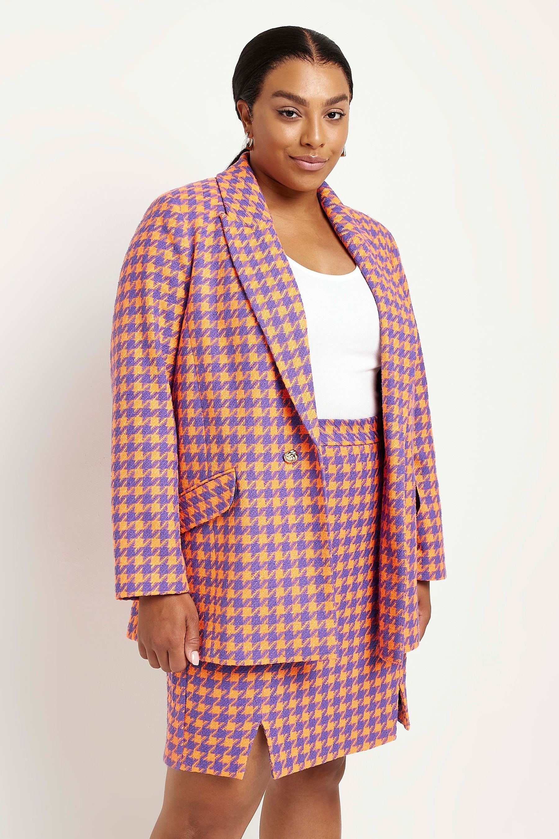 Orange blazer river island on sale